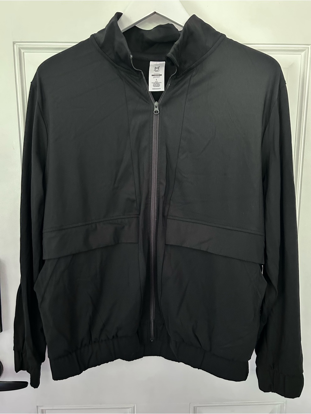 Black Lightweight Utility Jacket with Zip Front